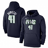 Dallas Mavericks 41 Dirk Nowitzki Nike 2019-20 City Edition Name & Number Pullover Hoodie Navy,baseball caps,new era cap wholesale,wholesale hats